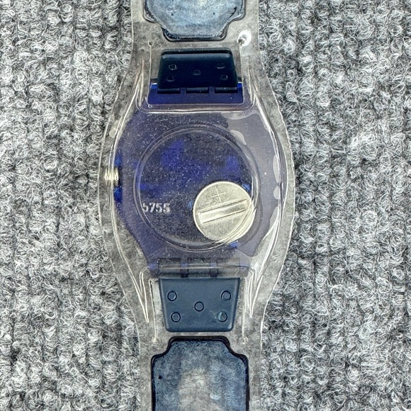 Swatch Blue Dial Watch with White Bezel and Red Accents main image 7